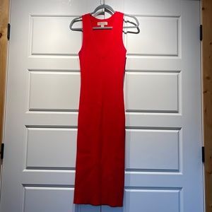 Michael Kors rib knit red midi bodycon dress - M